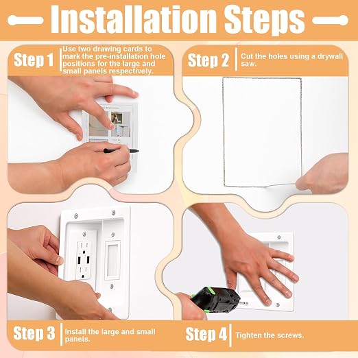 TV Cord Hider for Wall Mounted TV, in-Wall Cable Management System with Recessed Power Outlet, Power & Low Voltage Cable Concealer Kit for Clean and Organized Home Theater Setup(AC+ USB) - Image 5
