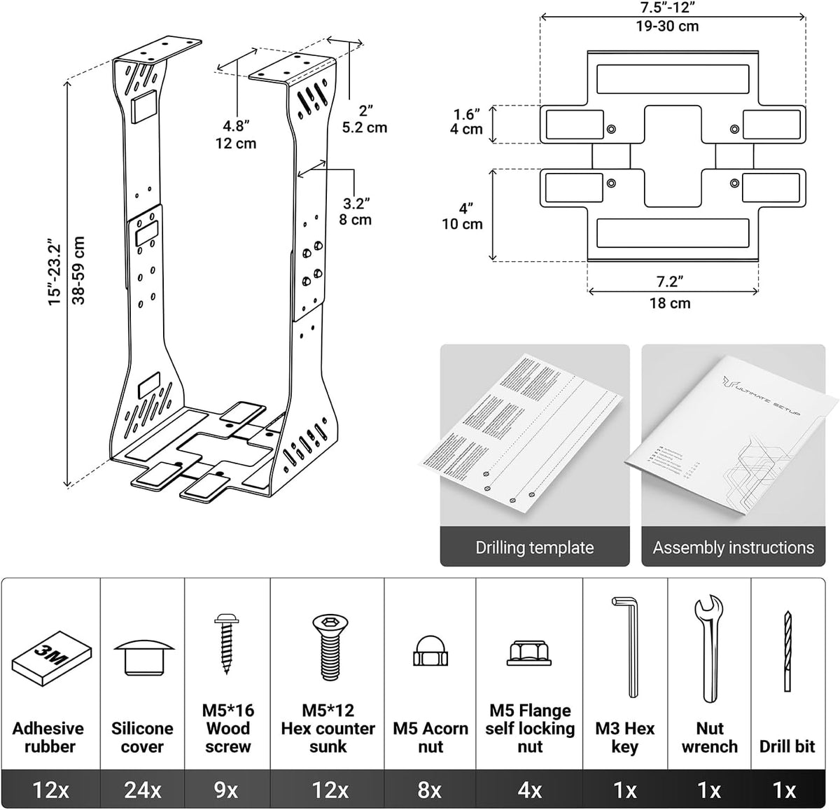 Heavy Duty under desk PC holder – Adjustable and up to 77 lbs load capacity - Image 6