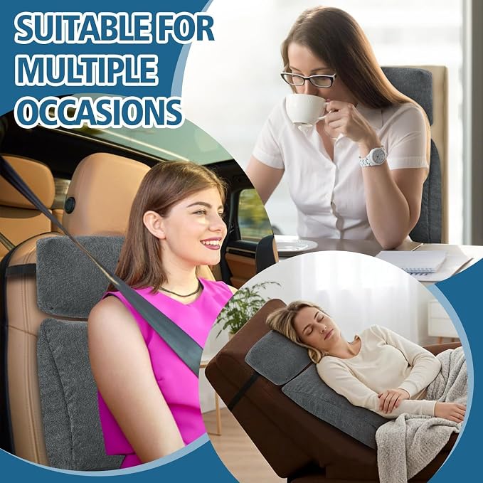 Lumbar Support Pillow for Recliner Chair with Headrest, Dual-Layer Large Back Pillow for Deep Couch & Sofa, Memory Foam Lower Back Support Cushion Set for Sciatica Relief Dark Grey - Image 6