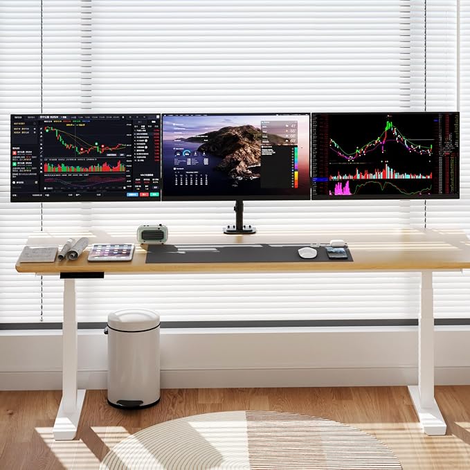 suptek Triple Monitor Mount for Most 17 to 32 inch Screens,Gas Springs Adjustment Triple Monitor Desk Mount Stand with Clamp & Grommet Kit,Black(MD8003) - Image 5