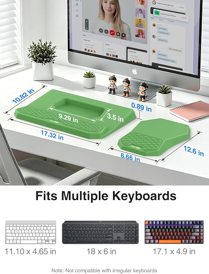 Ergonomic Wrist Rest with Keyboard Stand and Mouse Pad for Easy Typing | Keyboard Holder with Storage Slot, Mousepad for Carpal Tunnel Pain Relief with Massage Bulge and Slow Rebound Memory Foam - Image 5