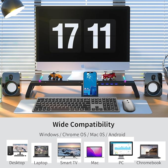 Slim Silent Full Size Wireless Keyboard Mouse Combo Grey2 Pack | With calculator key, 2400 DPI quiet mouse, USB cordless set, compatible with Windows, Mac, Laptop & PC - Image 6