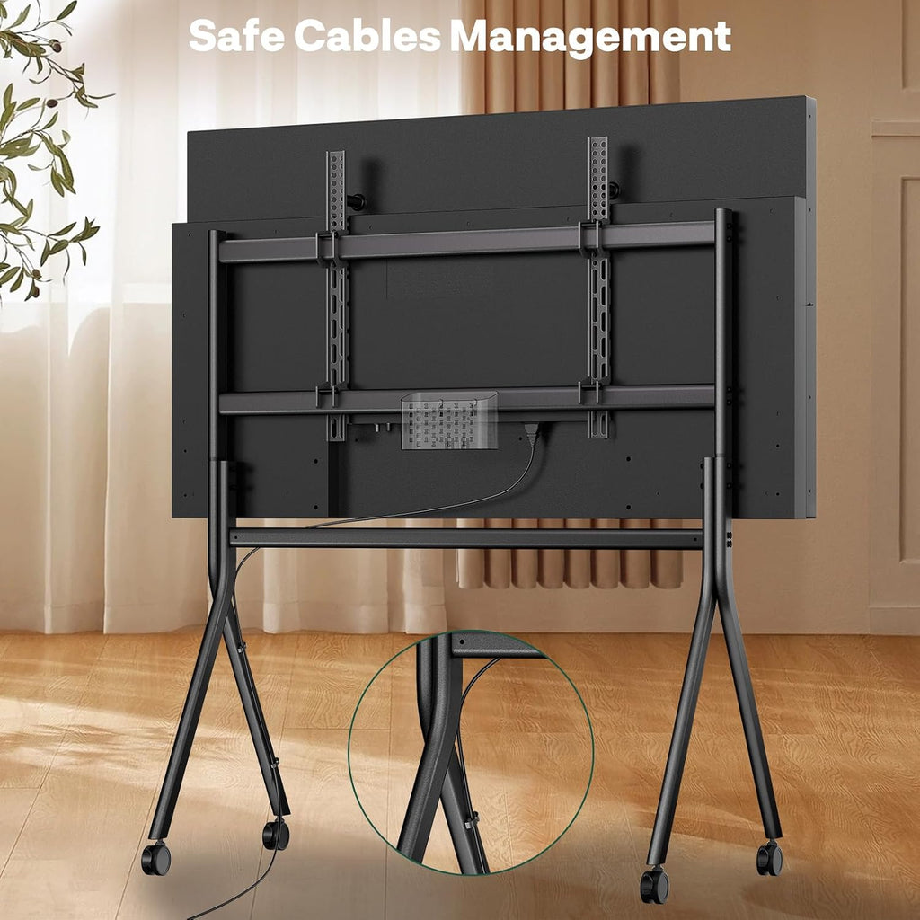 Sylvox TV Floor Stand for 65-75 Inch TVs, Heavy Duty Rolling TV Stand Max Load 132LBS/60kg, Mobile TV Cart with Lockable Wheels, Universal Flat/Curved Screen Mount, VESA 200x200 to 1200x600mm - Image 7