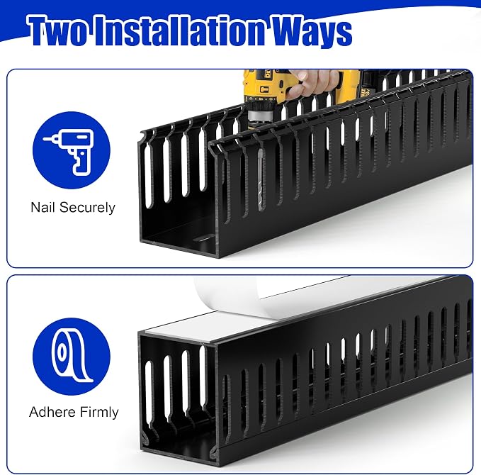 1.6"H x 1.2"W Cable Raceway, 99in Under Desk Wire Management Channel, White | Slotted Wire Duct, 6Pack, 16.5in Each, Heavy-Duty PVC Cable Management for Server Racks, Network Cables & Electrical Cabinets - Image 6