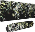 Sage Green Leaves Mouse Pad 31.5x11.8in Floral Black Gaming Mouse Pad Vintage Aesthetic Desk Pad Extended Large Desk Mat Non-Slip Rubber Base Stitched Edge Long Keyboard Mousepad for Computer Laptop by Granbey