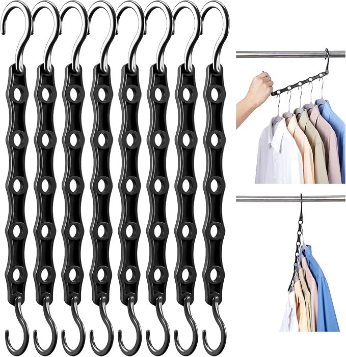 HOUSE DAY 10 Pack Space Saving Hangers, Black, Premium Smart Hanger | Space Saver Hanger Organizer, Closet Organizer and Storage for Dorm, Apartment, Dorm Room Essentials for Grouping Clothes by HOUSEDAY