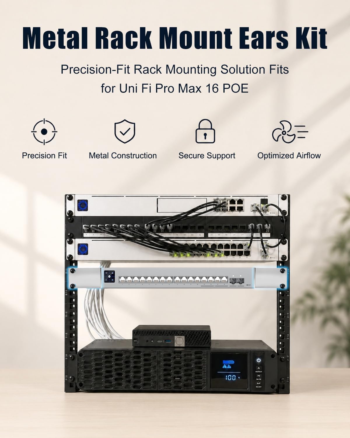 Metal Rack Mount Ears Fits for UniFi Switch Pro Max 16 PoE - Image 2