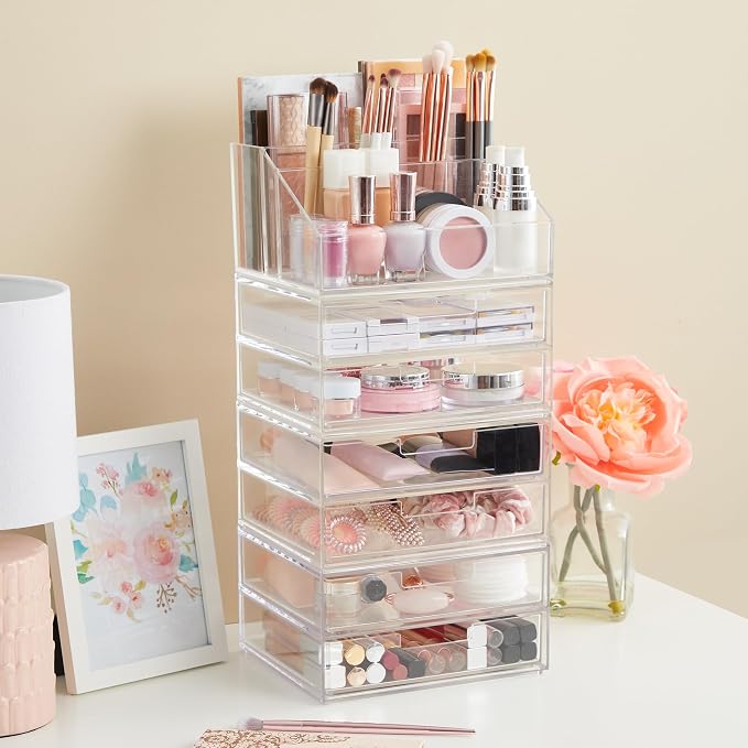 STORi Stackable Desk Organizer, Clear Pen Pencil Makeup Brush Holder for Desktops and Vanities, 6 Compartment Caddy (Made in USA) - Image 8