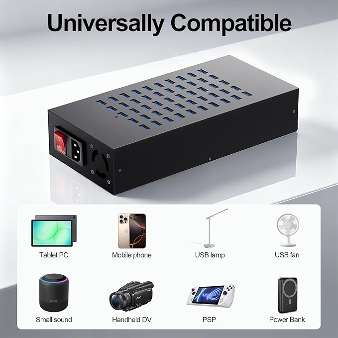 50 Port 200 Watt (40A) USB Charging Station, High Power Fast Charger Block | Multiple Desktop Charging Station with Smart IC Protection, Suitable for Hotels, Schools, Offices & Retail Stores - Image 5