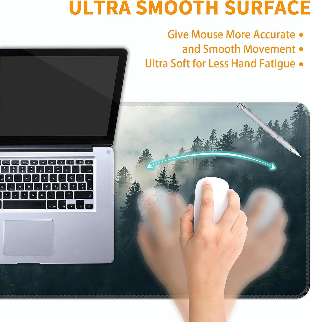 Misty Forest Mouse Pad,XL 31.5"x11.8" Big Gaming Mousepad,Large Extended Mouse Mat,Non-Slip Rubber Base Waterproof with Stitched Edges for Gaming Office Home - Image 5