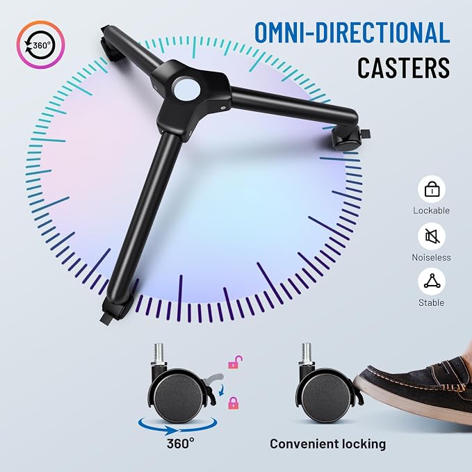 CAHAYA Projector Stand Adjustable Laptop Tripod Stand Portable with Casters | Height 29 to 65in Projector Stand Portable Multifunctional DJ Rack Stand for Outdoor Movies Computer Book DJ Equipment CY0332 - Image 4