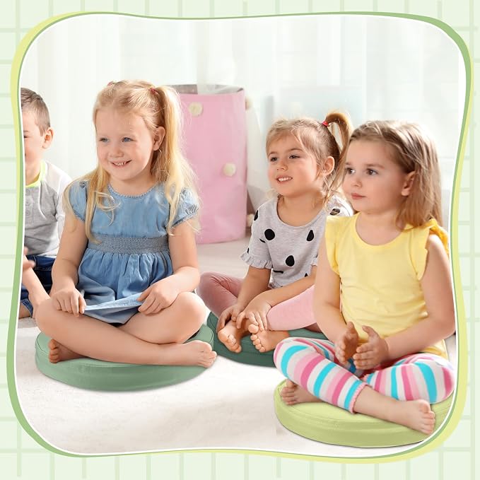 Juexica 8 Pcs Floor Cushions Kids,Matcha Color,13.8 X 13.8 X 2 Inch | Extra Thick 2" Flexible Seating Classroom, Assorted Colored Floor Pillow, Soft Round Cushions for Kids Students Office School - Image 6