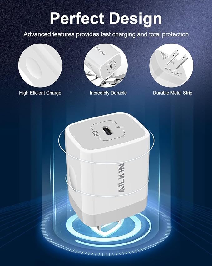 USB C Charger Block, 20W PD Wall Charger C Type Fast Charging Power Adapter | USB Plug Brick Cube Box Station for iPhone 17 16e 16 15 14 13 Pro Max 13 Mini Pro Max Apple USBC Outlet Typec Port Connector - Image 3