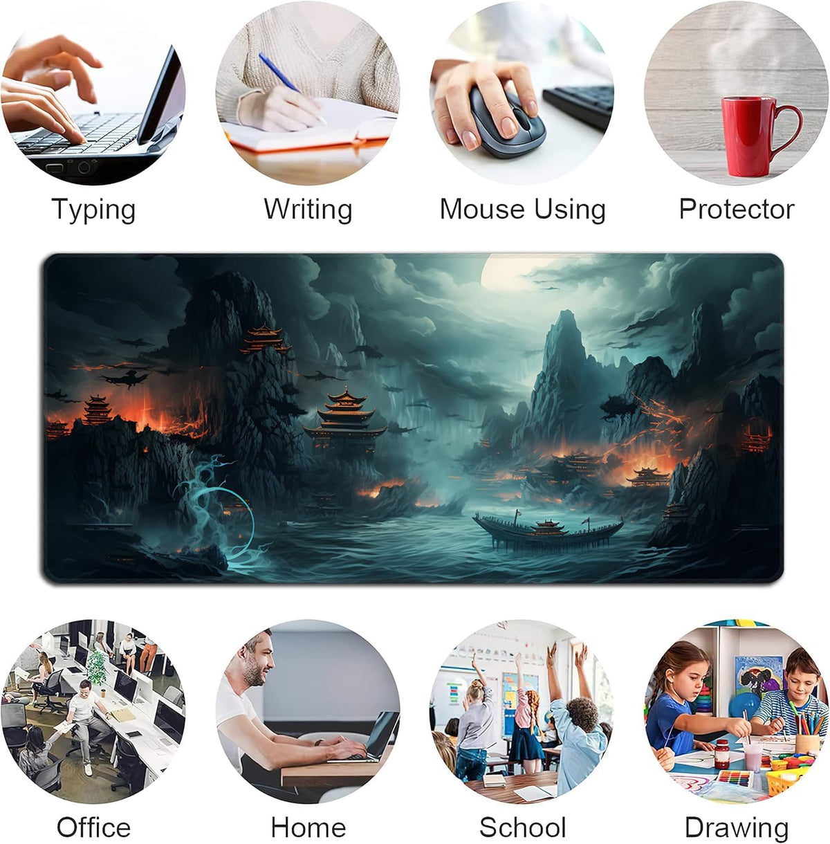 Dark Canyon Mouse Pad,XXL 35.4"x15.7" Big Gaming Mousepad,Large Extended Mouse Mat,Non-Slip Rubber Base Waterproof with Stitched Edges for Gaming Office Home - Image 6