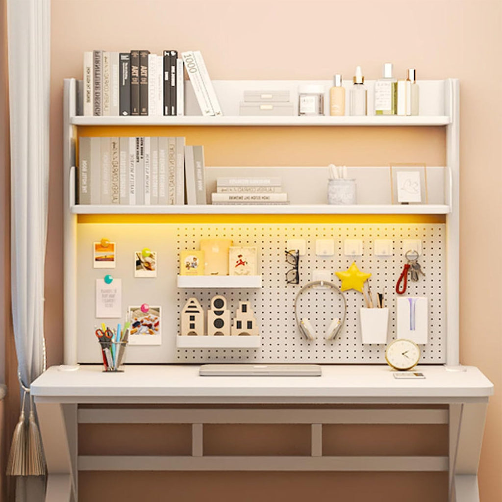 Multipurpose Metal Clamp On Desk Organizer Shelf,Desk Extender Pegboard Workstation with Adjustable Shelf Desk Hutch,Space Saving Privacy Panel for Home Office Dorm by JRUNLE