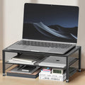 2-Tier Computer Monitor Stand Riser, Laptop Stand for Desk, Desk Organizer for Office, Home and School Supplies, Black by OPNICE