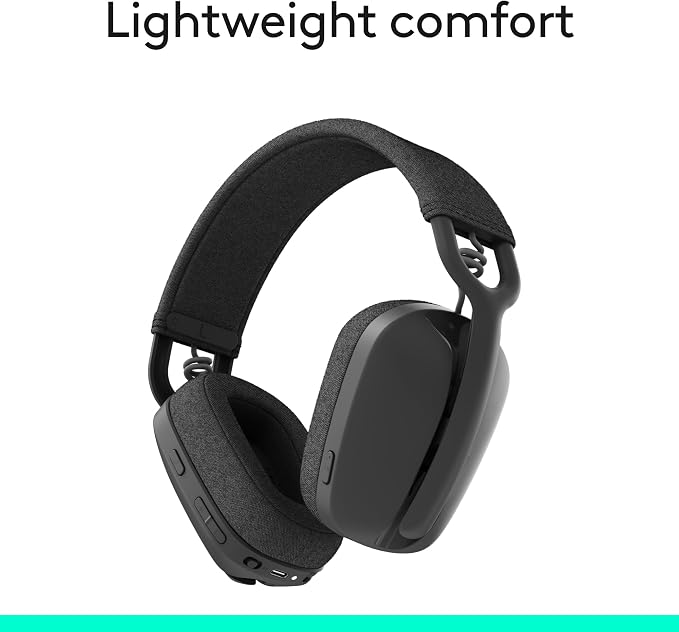 Logitech Zone Vibe 100 Lightweight Wireless Over Ear Headphones - Graphite | Lightweight, over-ear, multipoint Bluetooth, works with Teams, Google Meet, Zoom, PC/Mac, microphone - Image 7