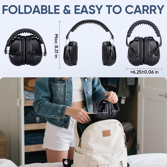 TICONN Noise Cancelling Ear Muffs for Adults, SNR 33dB Hearing Protection, Adjustable Safety Earmuffs for Construction - Image 6