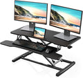 FITUEYES Height Adjustable Standing Desk 36” Wide Sit to Stand Converter | Standing Desk Converter,Stand Up Desk Riser,for Laptop Dual Monitor Riser,Tabletop Workstation for Home Office,Easy Assembly by FITUEYES