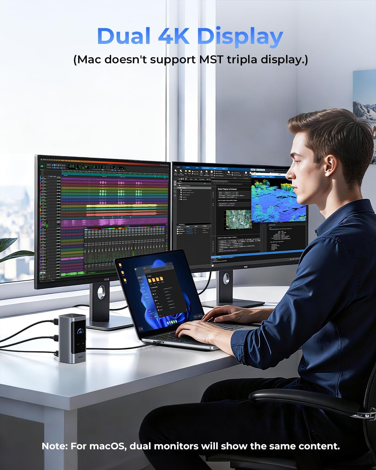 RayCue 14 in 1 Docking Station Dual Monitor, 2 * 4K HDMI, 6 USB Ports, 5 Shortcut Button, 1Gbps Ethernet, PD3.0(No Power Adapter), Laptop Docking Station for Dell/HP/Lenovo/Asus/Acer/Mac - Image 3