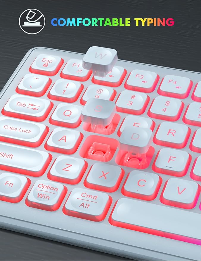 Wireless Keyboard and Mouse Combo with RGB Backlit, Rechargeable | Light Up Letters, Full-Size, Soft Typing, Sleep Mode, 2.4GHz Quiet Keyboard Set for Mac, Windows, Laptop, PC, Trueque KM42Pro - Image 8