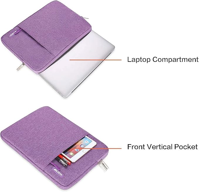 MOSISO Laptop Case 13.3 inch, 13-13.3 inch Laptop Sleeve Bag with Pocket | Compatible with MacBook Air/Pro 13/Pro 14 M5 M4 M3 M2 M1, HP Dell ASUS Lenovo, Polyester Vertical Computer Bag, Light Violet - Image 4