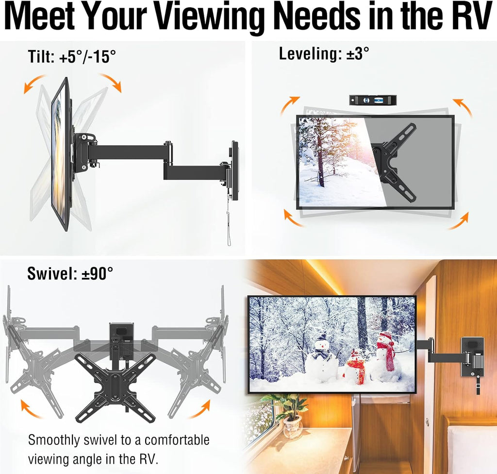 Lockable RV TV Mount for 13-43" TVs, Dual Wall Plates for Camper Trailer - Image 4