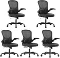 Office Chair|Ergonomic Desk Chairs (Pack of 5) | Flip-up Armrests,Mesh Computer Chair,High Back,Comfy Work,Adjustable Lumbar Support by Synorla