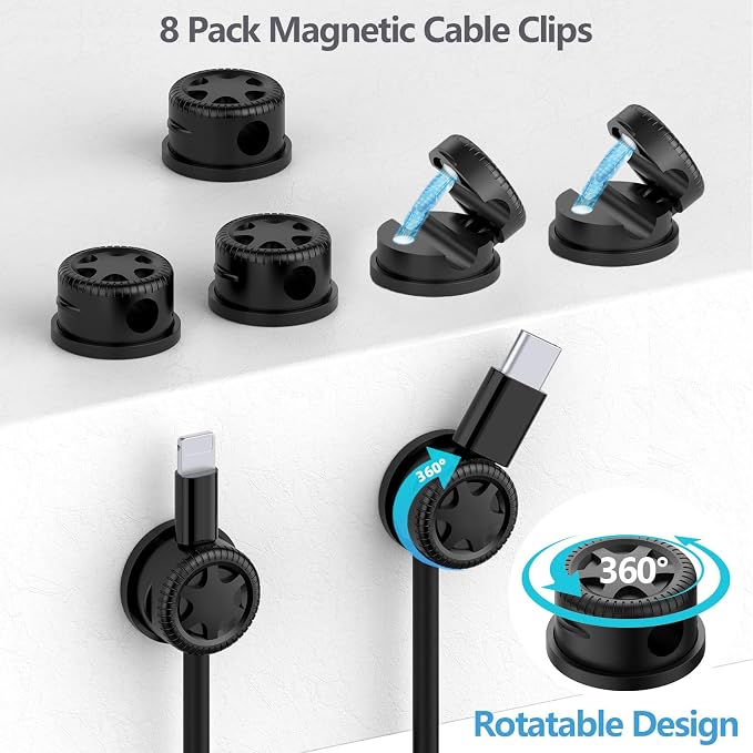 328Pcs Cable Management Kit, 8 Magnetic Cable Holder 69 Cable Clips | 4 Cable Sleeve Split,22Reusable Cable Strap,200 Nylon Cable Zip Ties ,25 Mounts TV Office,Nontoxic,Extra Strong Durable - Image 2