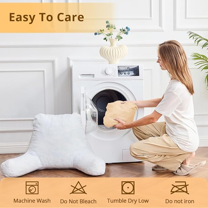 Sasttie Reading Pillow for Bed, Back Pillow for Sitting Up, Camel | 18" Backrest Support Cushion for Couch, Sofa, and Floor, Dorm Essentials, OEKO-TEX, Adjustable Down Alternative Fill - Image 8