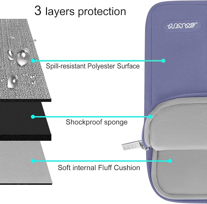 MOSISO Laptop Case 16 inch, 15-15.6 inch Laptop Sleeve Bag with Pocket | Compatible with MacBook Pro 16 M5 M4 M3 M2 M1, HP Acer Dell Lenovo ASUS, Polyester Vertical Computer Bag, Lavender Gray - Image 4