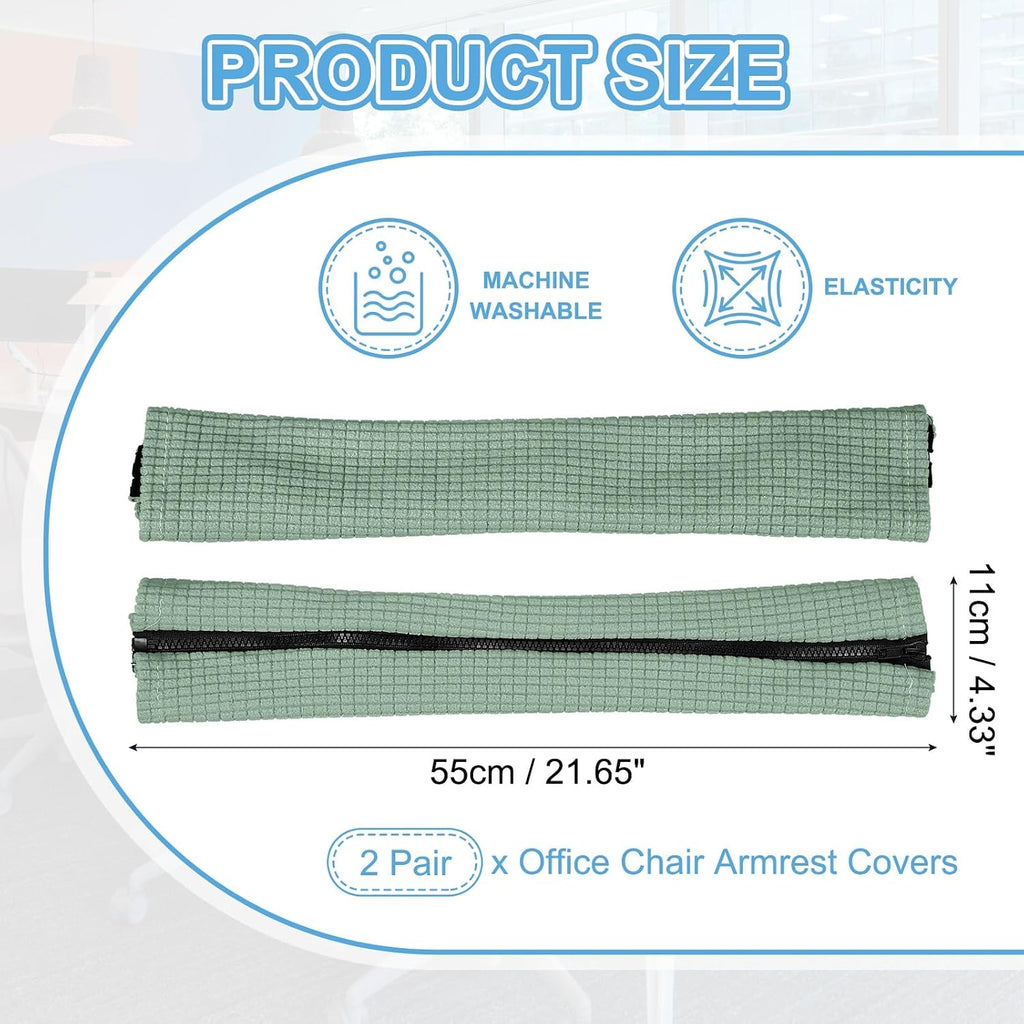 PATIKIL 22x4.3in Office Chair Armrest Covers with Zipper, 2Pair, Pine Green - Image 2