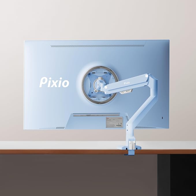 Pixio PS1S Wave Blue Single Monitor Arm Stand Desk Mount - Fits up to 32 inches Monitors and up to 19.8lbs. VESA Compatibility and Integrated Cable Management - Image 7