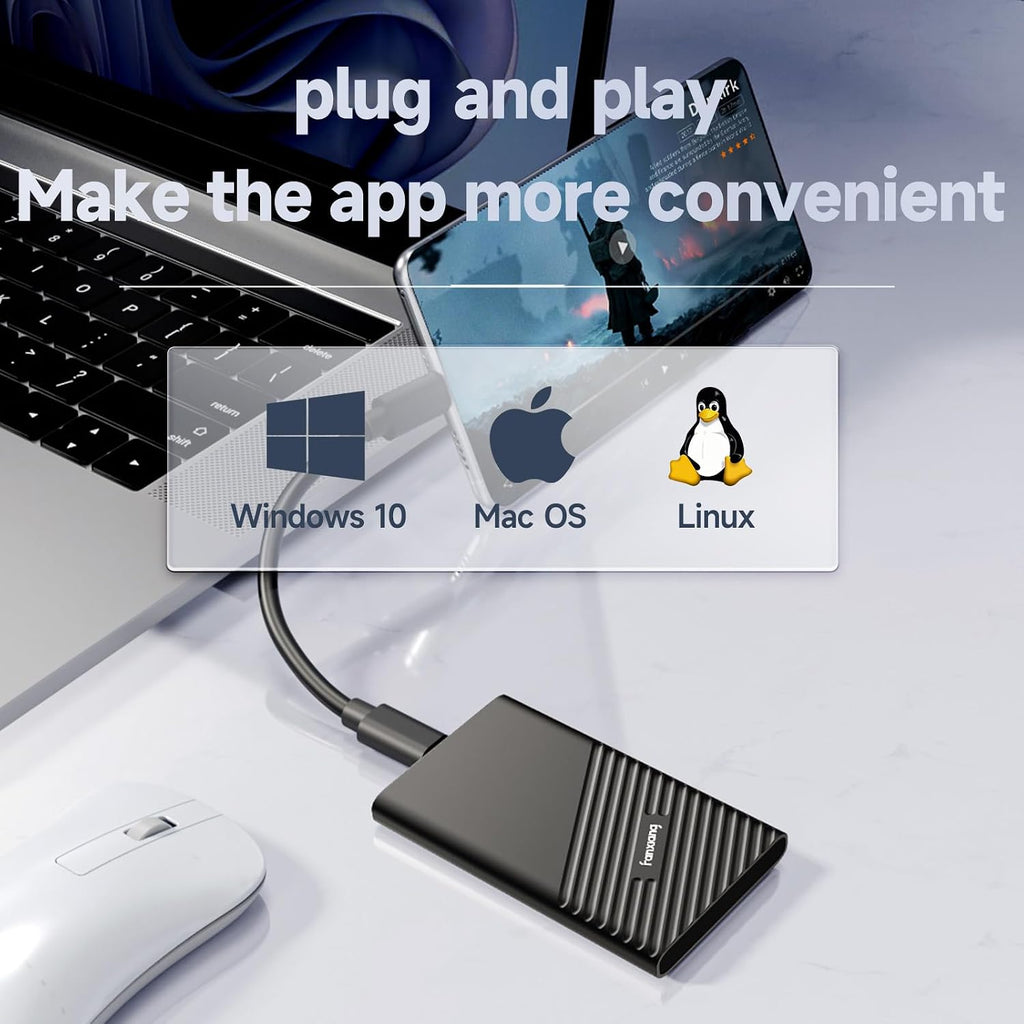 fanxiang 2TB External SSD Portable, Up to 2000MB/s, USB C External Solid State Drive External Hard Drive, USB 3.2 Gen2*2 Type-C SSD for iPhone 15/Pro/PC/Laptops/Creators/Gaming - Image 3