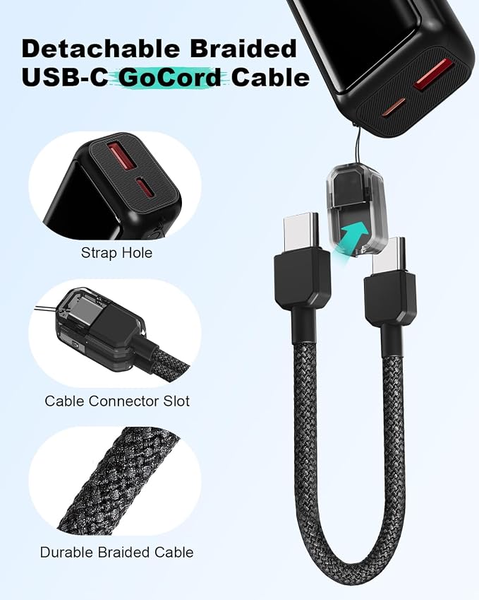 Mini Portable Charger,Small 22.5W PD Power Bank,10000mAh USB C in&Out Fast Charging Pocket Size Battery Pack,Travel Essentials Phone Charger for iPhone 17 16 15 Pro Air,Samsung S24,Android,iPad etc - Image 3