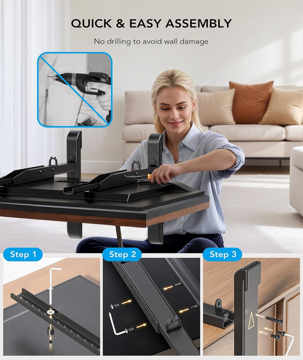Universal TV Stand, Table Top TV Stand Base Wobble Replacement for Most 24 to 80 Inch LCD LED TVs, 7 Height Adjustable TV Legs Hold up to 150lbs, Max VESA 800x500mm, Black AX10TB02 - Image 7