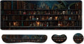 Desk Pad and Keyboard Wrist Rest, Large Mouse Pad + Keyboard Pad+Mouse Wrist Support, Non-Slip Desk Mat Protector for Office, Home 31.5×11.8 Inches Gothic Skeleton by AFUZLE