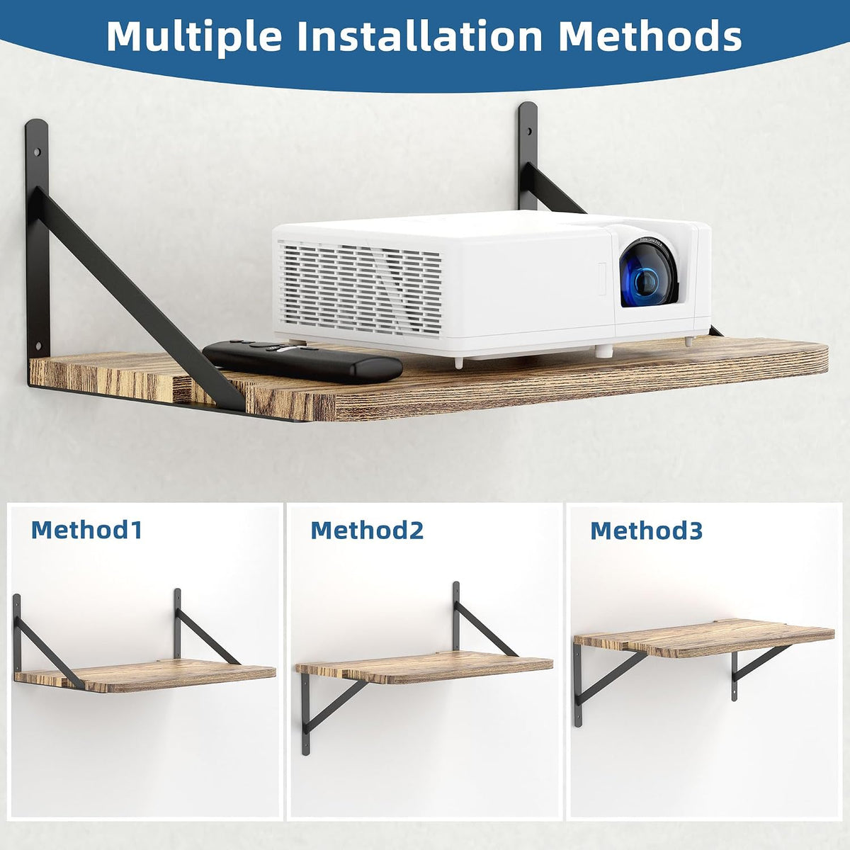 Projector Shelf for Wall Mount, 16.5" × 11", Holds Up to 25lbs, White - Image 4