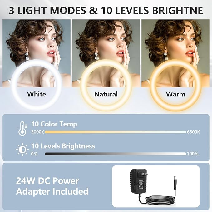 20W 12" Selfie Ring Light with 63" Tripod Stand/Phone Holder - Image 3