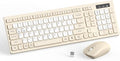 Wireless Keyboard and Mouse Combo Silent for Office and Home(Latte Color-B) | 2.4G Full Size Silent Cordless Keyboard with Tilt Legs,3-Level DPI Quiet Mouse,for Windows/Mac OS/Desktop/Laptop/PC by RECCAZR