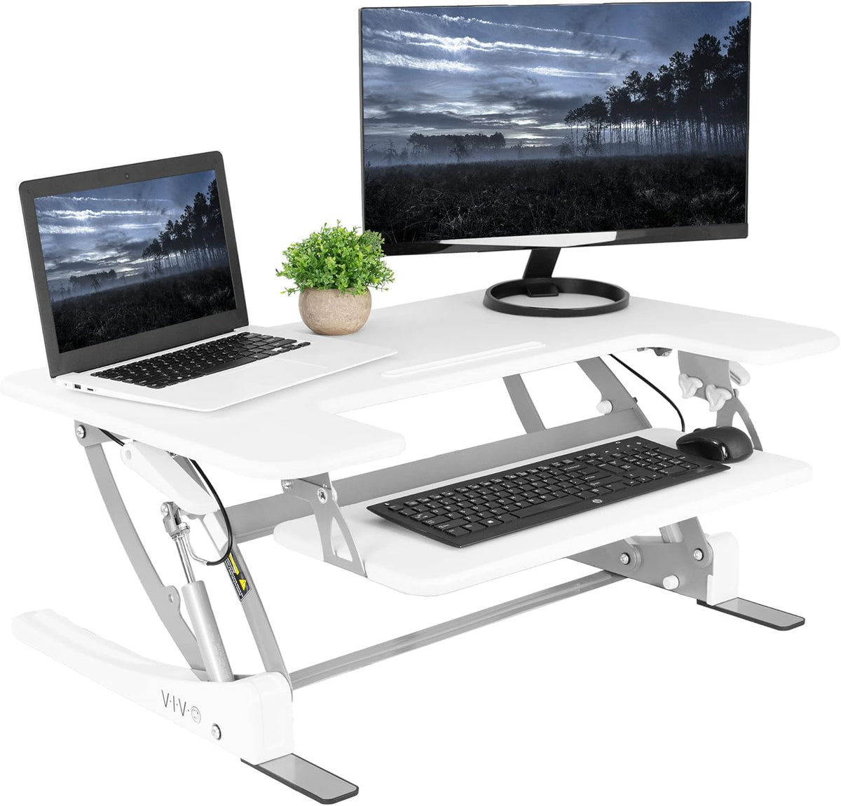 VIVO Dual Tier Standing Desk Converter, 36" White Top by VIVO