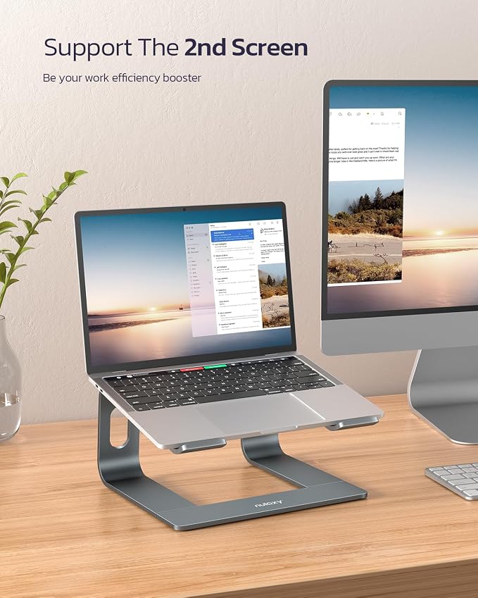 Nulaxy Full Aluminum Laptop Stand, Stable Support to 22 lbs, Open Cooling | Detachable for Portable Storage, Easy Setup, Saves Desk Space, Compatible with 10-16 Inch Laptops, Office Desk Accessories - Image 8