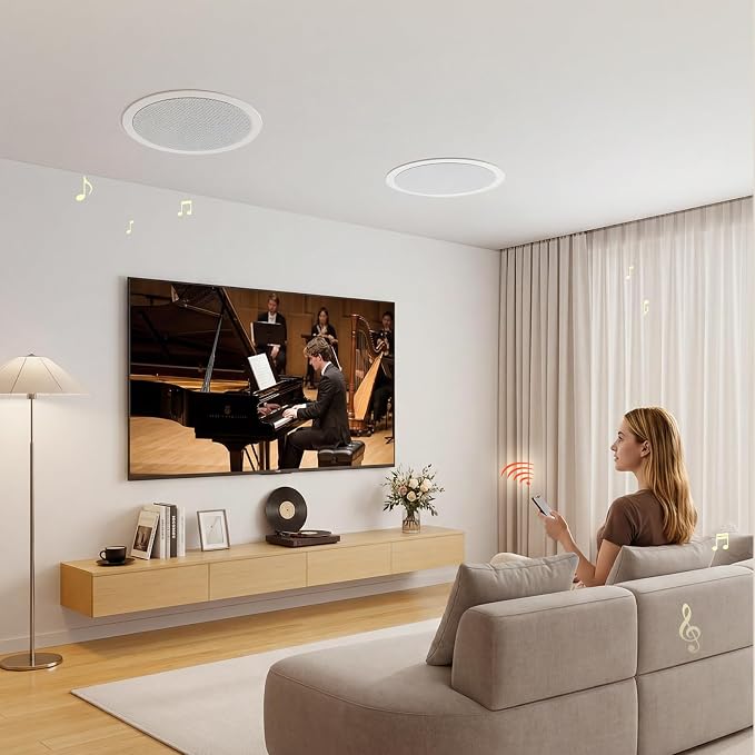 VEVOR in Ceiling Speakers, 8", in-Ceiling & in-Wall Speaker System, Hi-Fi Sound, 150W Peak, 2-Way Flush Mount Speakers, for Damp Humid Placement, Home Theater, Living Room, or Covered Patio, 1 Pair - Image 8