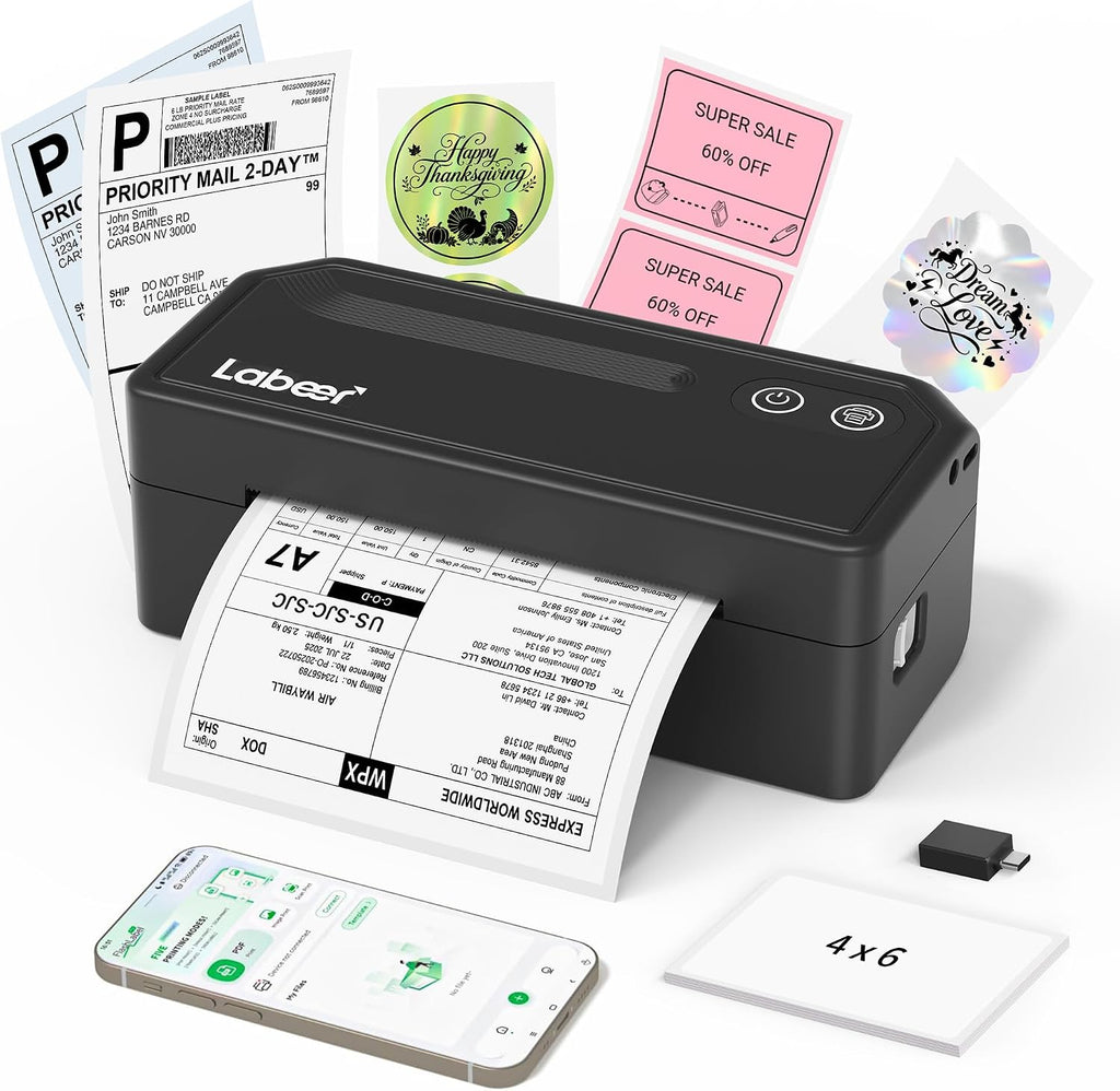 Labeer Bluetooth Thermal Shipping Label Printer, Wireless 4x6 Label Printer by Labeer