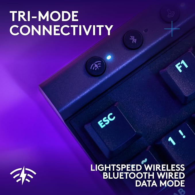 Logitech G515 Lightspeed TKL Wireless Gaming Keyboard (Tactile) - Black | LIGHTSPEED, low profile gaming, LIGHTSYNC RGB, thin tenkeyless design, PBT keycaps, mechanical switches - Image 6