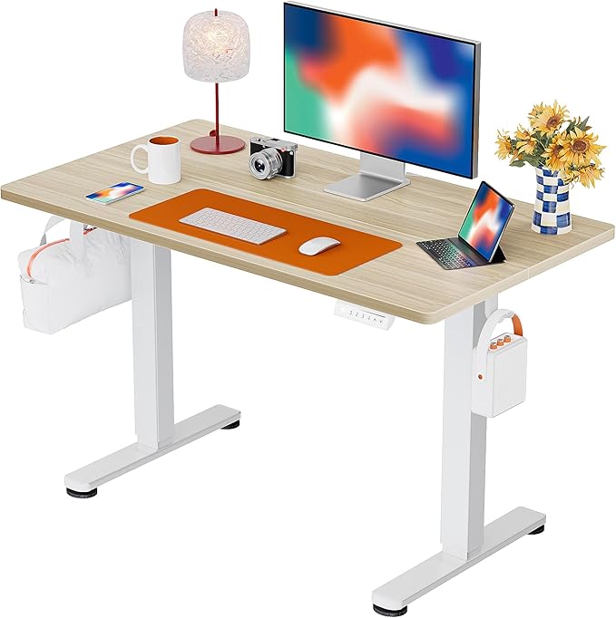 ErGear Height Adjustable Electric Standing Desk, 40 x 24 Inches Sit Stand up Desk, Memory Computer Home Office Desk, Natural by ErGear