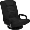 Best Choice Products Swivel Gaming Chair 360 Degree Multipurpose Floor Chair Rocker for TV, Reading, Playing Video Games w/Lumbar Support, Armrest Handles, Adjustable Foldable Backrest - Black/Black by Best Choice Products