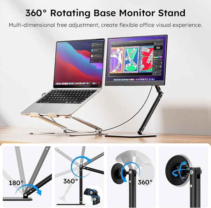Dopesplay Portable Monitor, 15.6" FHD 1080P IPS Travel Monitor for Laptop, Foldable Magnetic Stand & Carry Case Included, USB-C Screen Extender for Laptop Mac PC Phone Xbox PS4/5 Switch - Image 2