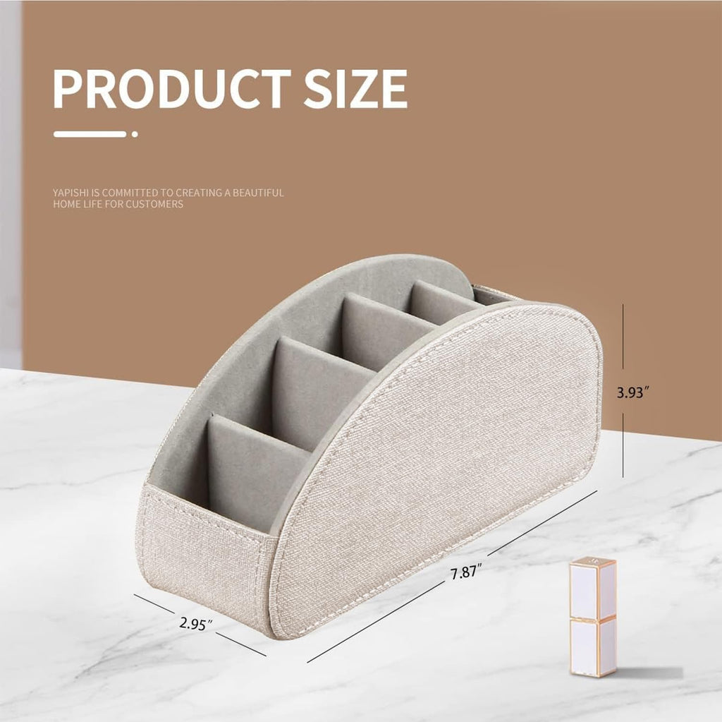 PU Leather TV Remote Control Holder/Caddy for Table with 5 Compartments - Image 3
