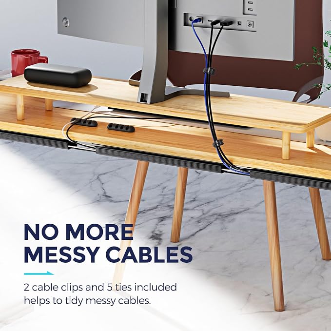 Delamu 2 Pack Safe & Tidy Cable Management Solution - Protect Kids & Pets with Home & Office Cable Management Under Desk, Cable Organizer, Cable Management Kit, Cord Organizer for Desk, 15.7in x 2 - Image 4
